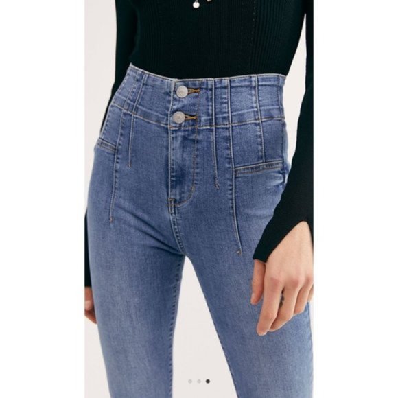 Free People High Rise Blue Jeans - Picture 3 of 4